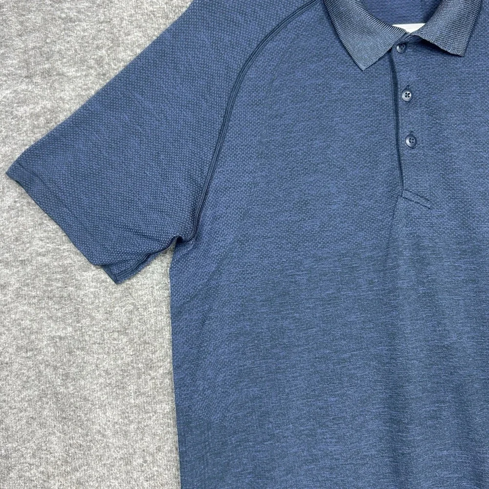 Lululemon Metal Vent Tech Polo Shirt Men's M Blue Stretch Lightweight Golf - Picture 4 of 13